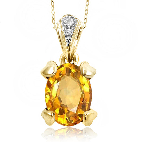 JewelonFire 1.00 Carat T.G.W. Citrine And White Diamond Accent Sterling Silver Pendant - Assorted Colors