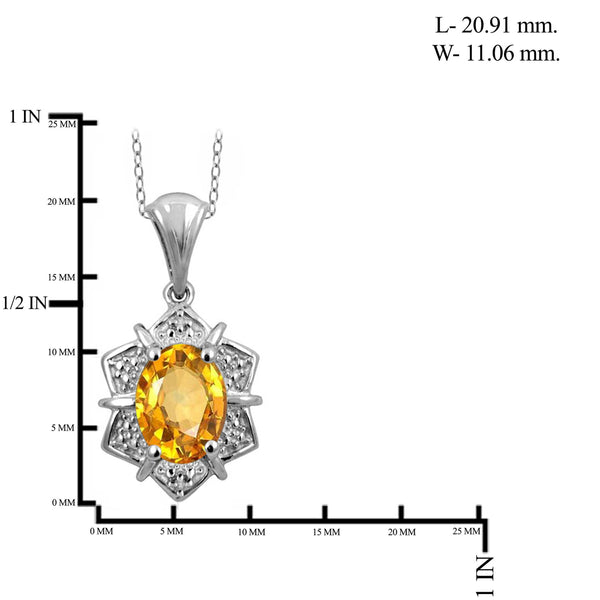 JewelonFire 1.00 Carat T.G.W. Citrine And White Diamond Accent Sterling Silver Pendant - Assorted Colors