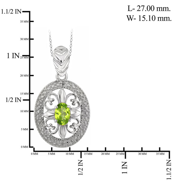 JewelonFire 1/2 Carat T.G.W. Peridot and White Diamond Accent Sterling Silver Pendant - Assorted Colors