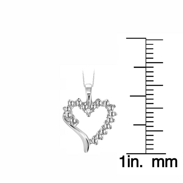 JewelonFire Accent White Diamond Heart Pendant in Sterling Silver