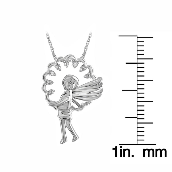 JewelonFire Accent White Diamond Angel Boy Pendant in Sterling Silver