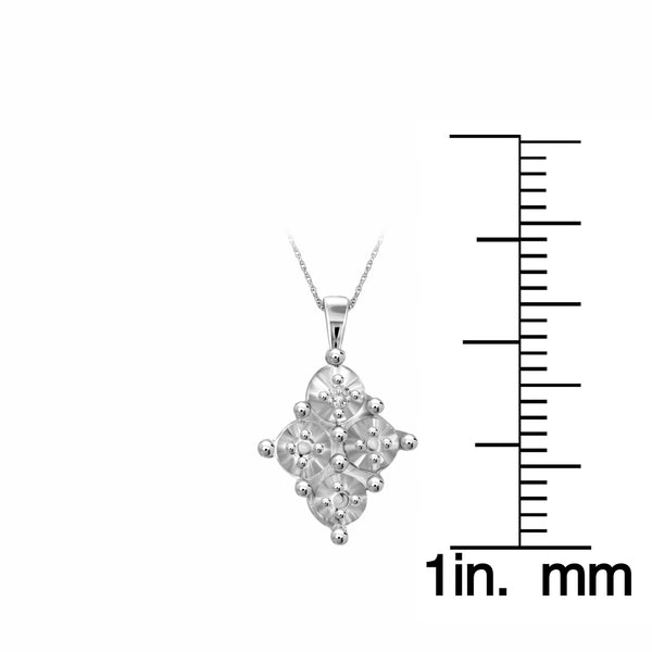 JewelonFire Accent White Diamond Pendant in Sterling Silver