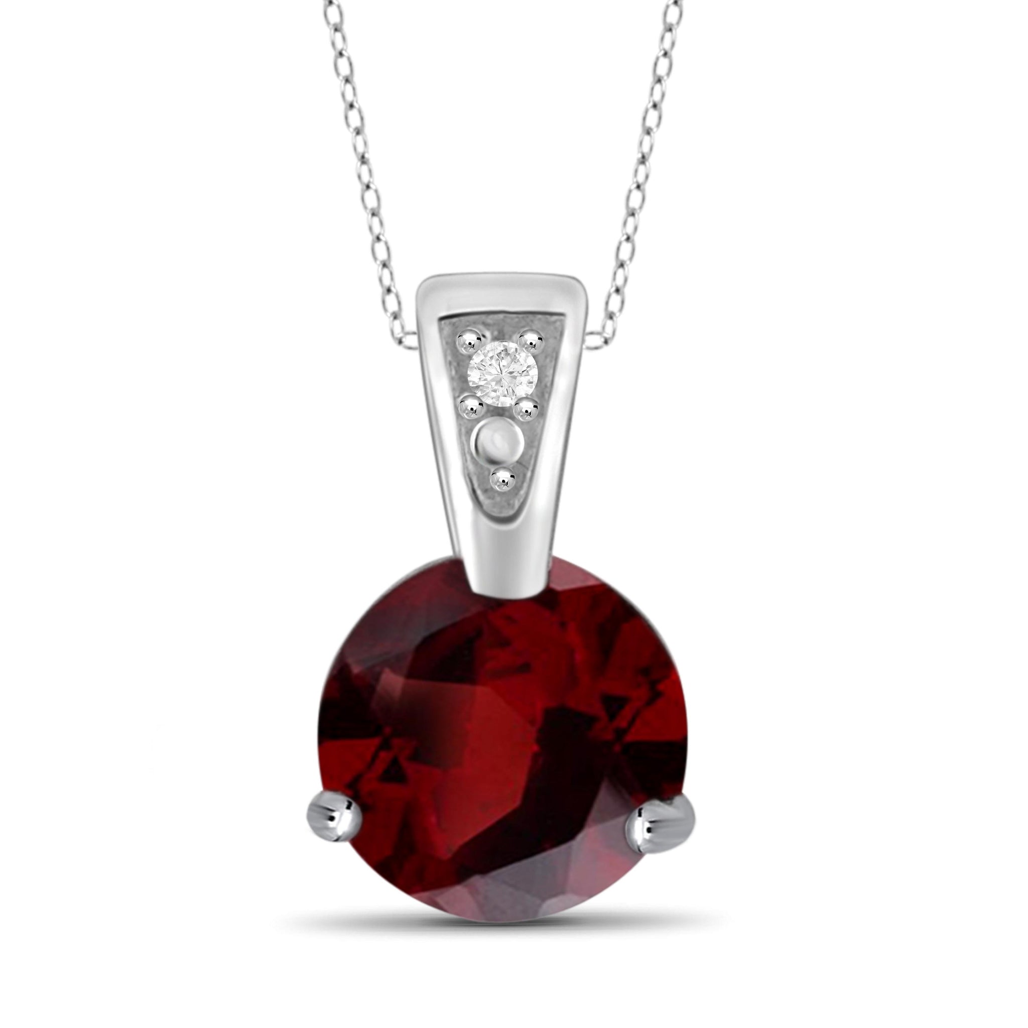 JewelonFire 3/4 Carat T.G.W. Garnet And White Diamond Accent Sterling Silver Pendant - Assorted Colors