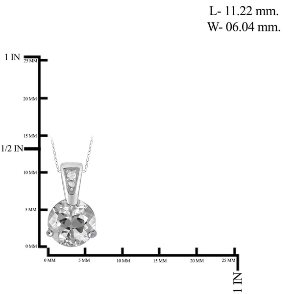 JewelonFire 1.00 Carat T.G.W. White Topaz And White Diamond Accent Sterling Silver Pendant - Assorted Colors