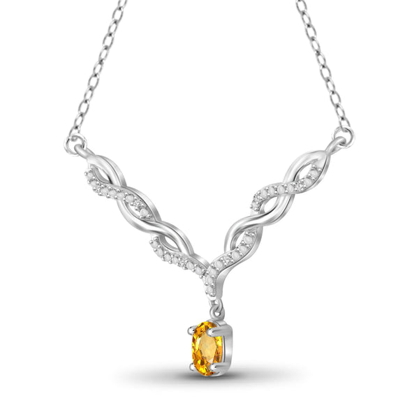 JewelonFire 1/2 Carat T.G.W. Citrine And 1/20 Carat T.W. White Diamond Sterling Silver Pendant - Assorted Colors