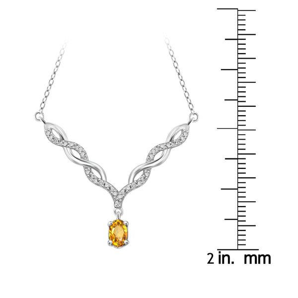 JewelonFire 1/2 Carat T.G.W. Citrine And 1/20 Carat T.W. White Diamond Sterling Silver Pendant - Assorted Colors