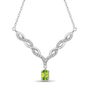 JewelonFire 1/2 Carat T.G.W. Peridot And 1/20 Carat T.W. White Diamond Sterling Silver Pendant - Assorted Colors