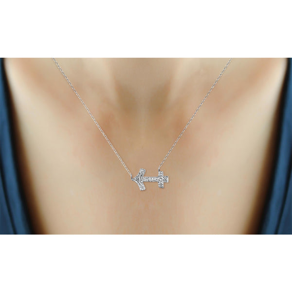 JewelonFire White Diamond Accent Sagittarius Zodiac Sterling Silver Pendant - Assorted Colors