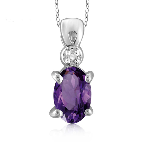 JewelonFire 1/2 Carat T.G.W. Amethyst and White Diamond Accent Sterling Silver Pendant - Assorted Colors