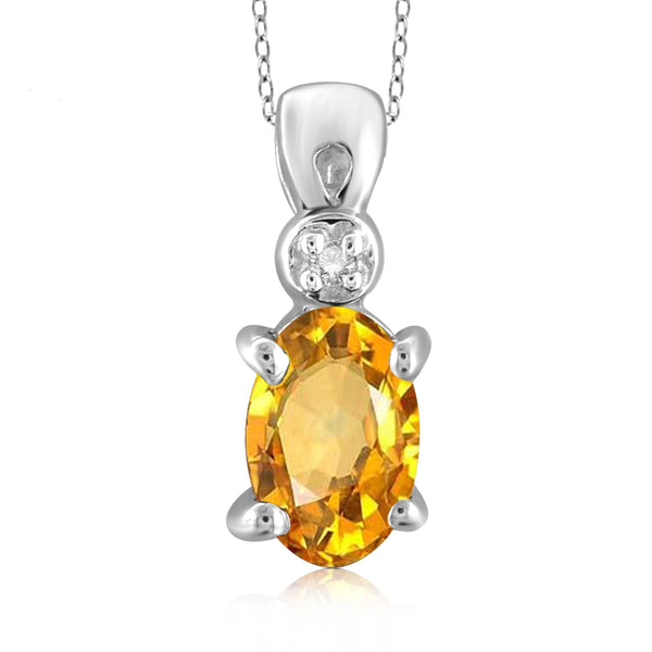 JewelonFire 1/2 Carat T.G.W. Citrine and White Diamond Accent Sterling Silver Pendant - Assorted Colors