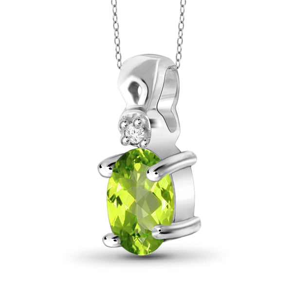 JewelonFire 1/2 Carat T.G.W. Peridot and White Diamond Accent Sterling Silver Pendant - Assorted Colors