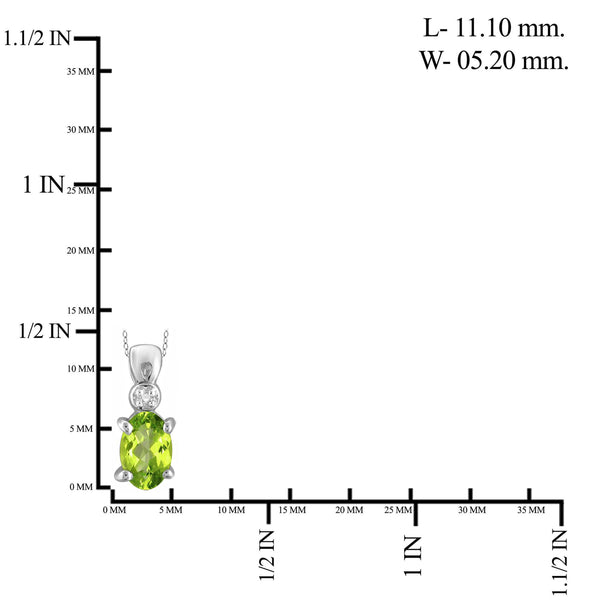 JewelonFire 1/2 Carat T.G.W. Peridot and White Diamond Accent Sterling Silver Pendant - Assorted Colors