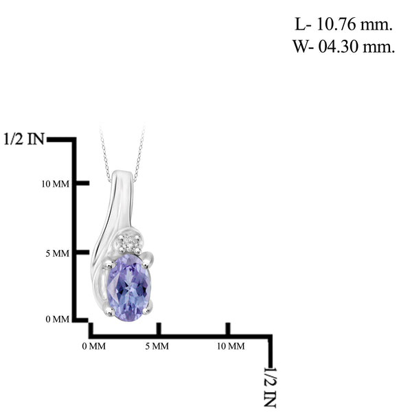 JewelonFire 0.20 Carat T.G.W. Tanzanite and White Diamond Accent Sterling Silver Pendant - Assorted Colors