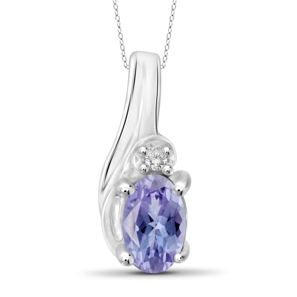 JewelonFire 0.20 Carat T.G.W. Tanzanite and White Diamond Accent Sterling Silver Pendant - Assorted Colors