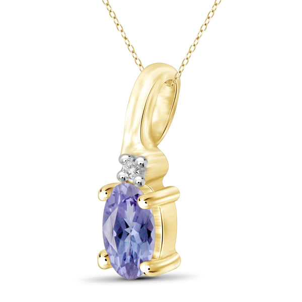 JewelonFire 0.20 Carat T.G.W. Tanzanite and White Diamond Accent Sterling Silver Pendant - Assorted Colors