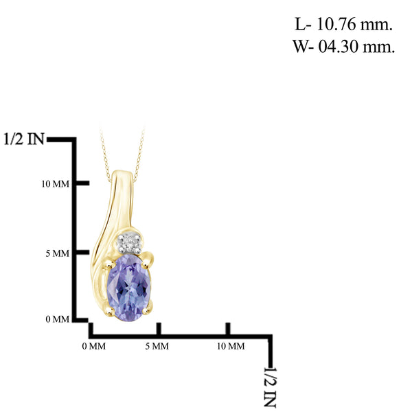 JewelonFire 0.20 Carat T.G.W. Tanzanite and White Diamond Accent Sterling Silver Pendant - Assorted Colors