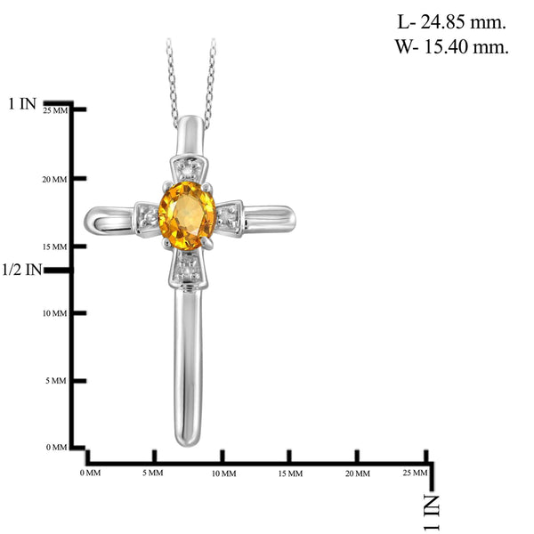 JewelonFire 1/4 Carat T.G.W. Citrine and White Diamond Accent Sterling Silver Pendant - Assorted Colors