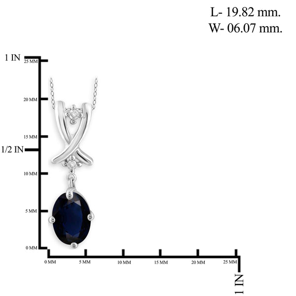 JewelonFire 1.00 Carat T.G.W. Sapphire and White Diamond Accent Sterling Silver Pendant - Assorted Colors