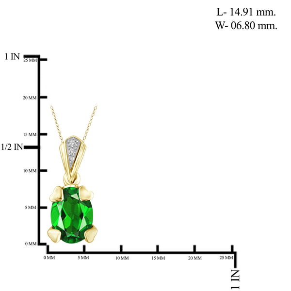 JewelonFire 1.20 Carat T.G.W. Chrome Diopside and White Diamond Accent Sterling Silver Pendant - Assorted Colors