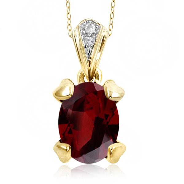 JewelonFire 1 1/2 Carat T.G.W. Garnet And White Diamond Accent Sterling Silver Pendant - Assorted Colors