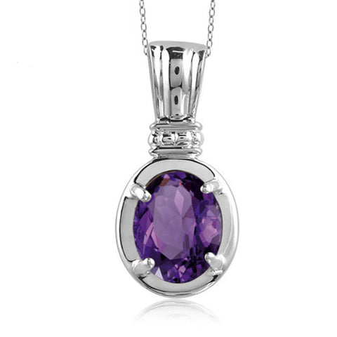 JewelonFire 1.60 Carat T.G.W. Amethyst Sterling Silver Pendant - Assorted Colors