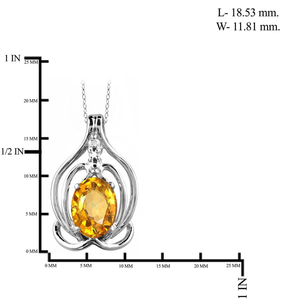 JewelonFire 1.00 Carat T.G.W. Citrine And White Diamond Accent Sterling Silver Pendant - Assorted Colors