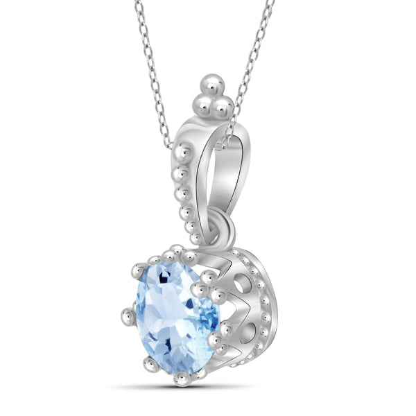 JewelonFire 1 1/2 Carat T.G.W. Sky Blue Topaz Sterling Silver Pendant - Assorted Colors