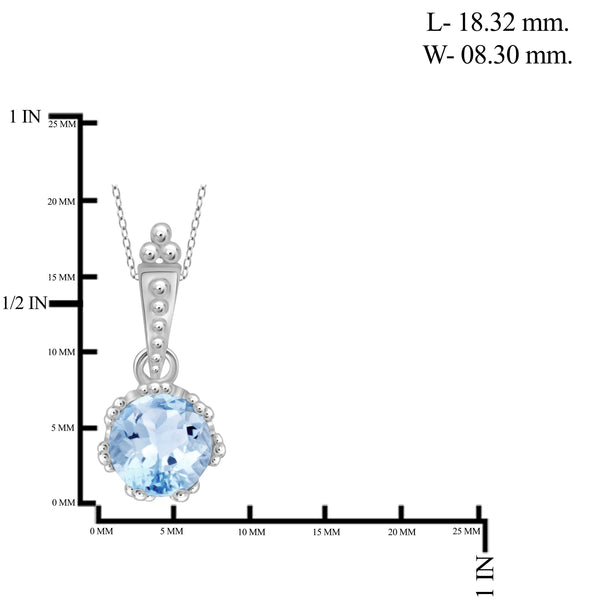 JewelonFire 1 1/2 Carat T.G.W. Sky Blue Topaz Sterling Silver Pendant - Assorted Colors