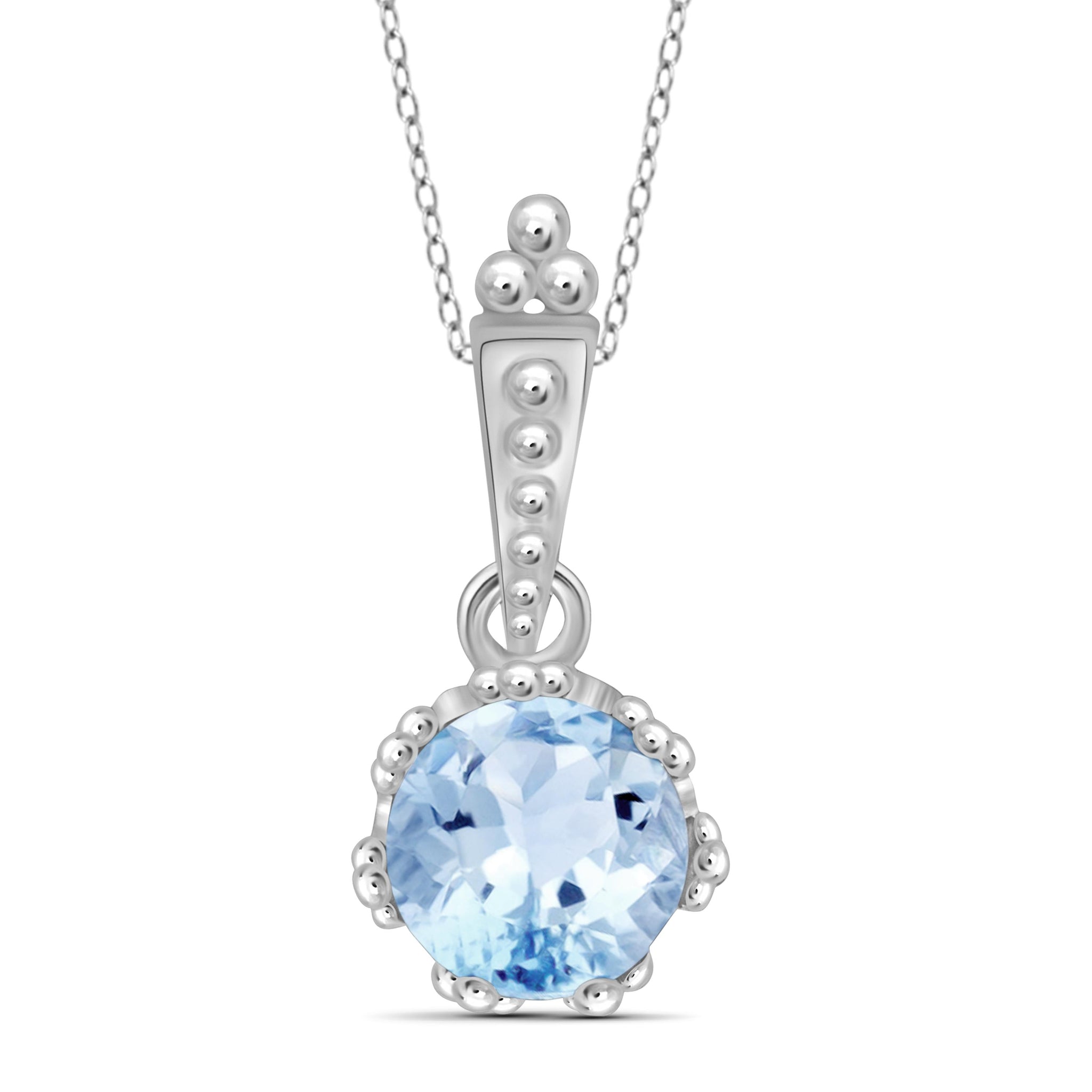 JewelonFire 1 1/2 Carat T.G.W. Sky Blue Topaz Sterling Silver Pendant - Assorted Colors