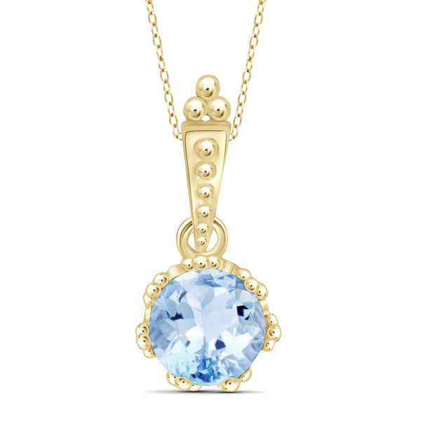 JewelonFire 1 1/2 Carat T.G.W. Sky Blue Topaz Sterling Silver Pendant - Assorted Colors