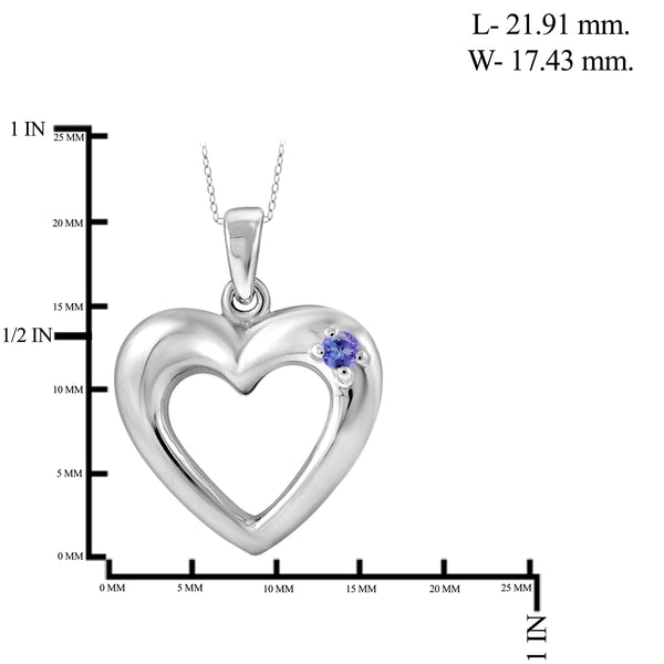 JewelonFire Tanzanite Accent Sterling Silver Heart Pendant - Assorted Colors