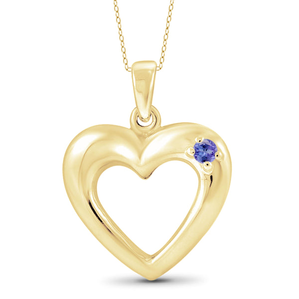 JewelonFire Tanzanite Accent Sterling Silver Heart Pendant - Assorted Colors