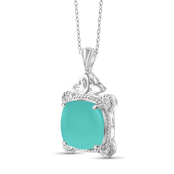 JewelonFire 10 3/4 Carat T.G.W. Chalcedony And White Diamond Accent Sterling Silver Fashion Pendant - Assorted Colors