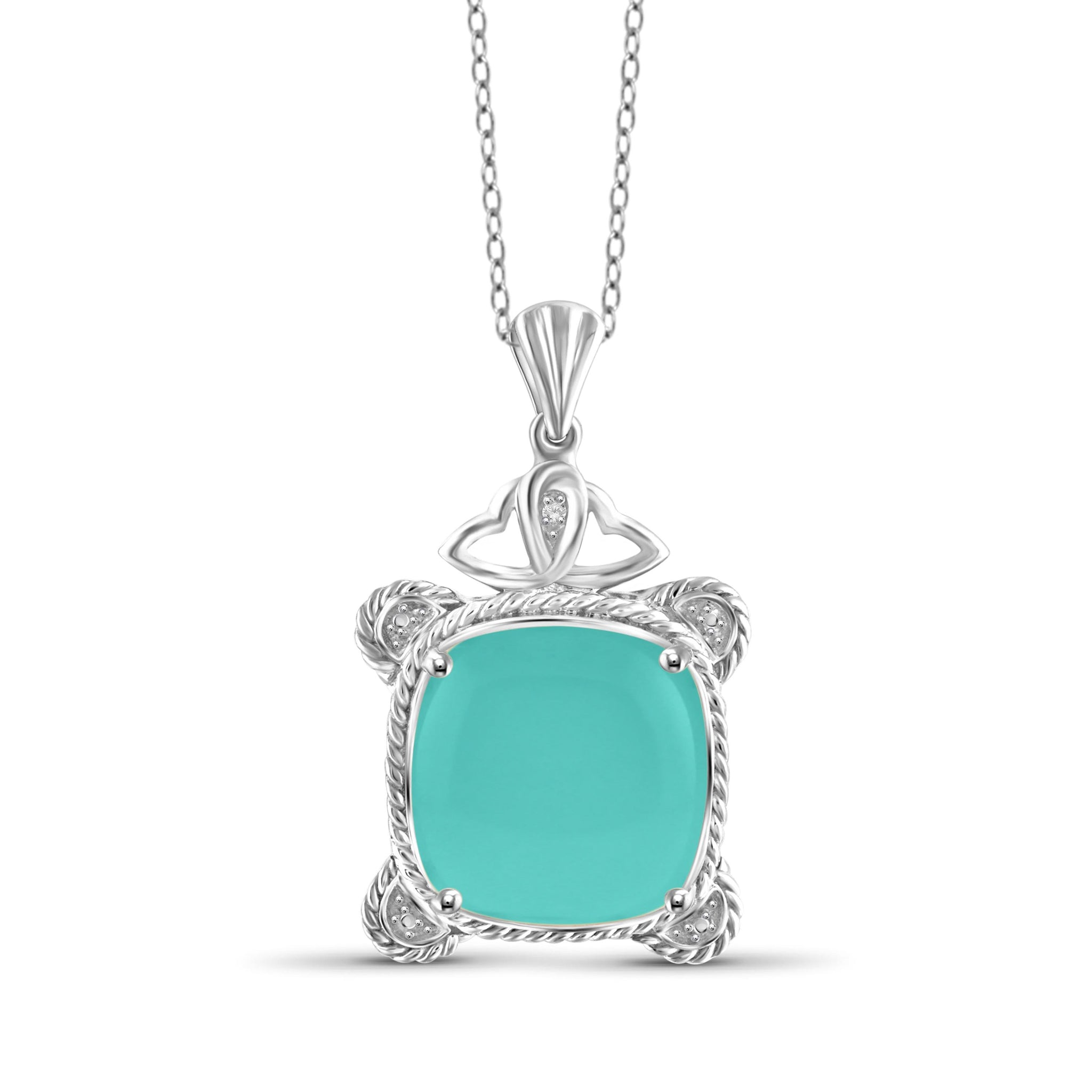 JewelonFire 10 3/4 Carat T.G.W. Chalcedony And White Diamond Accent Sterling Silver Fashion Pendant - Assorted Colors