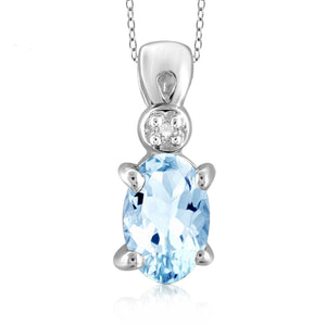 JewelonFire 1/2 Carat T.G.W. Sky Blue Topaz and White Diamond Accent Sterling Silver Pendant - Assorted Colors