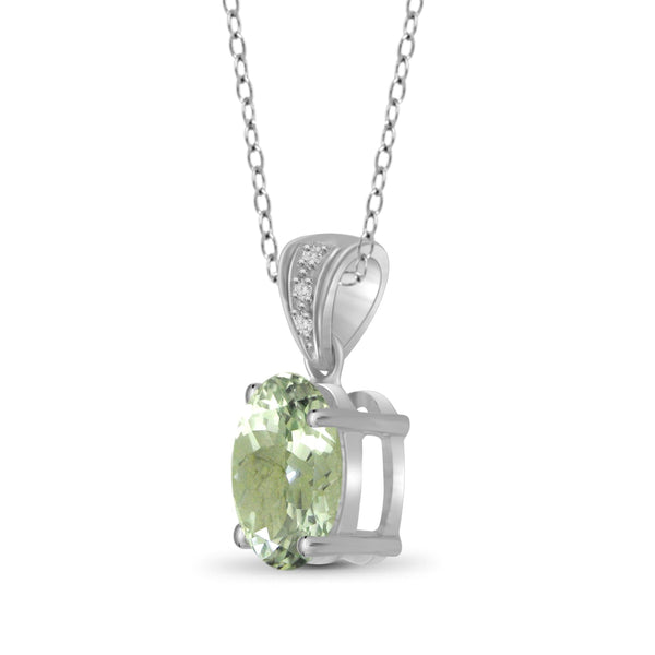 JewelonFire 1.85 Carat T.G.W. Green Amethyst and White Diamond Accent Sterling Silver Pendant - Assorted Colors