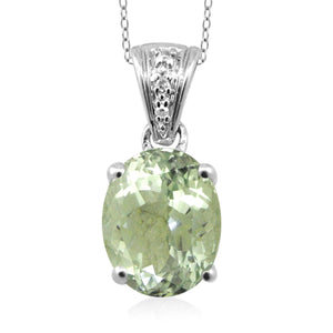 JewelonFire 1.85 Carat T.G.W. Green Amethyst and White Diamond Accent Sterling Silver Pendant - Assorted Colors