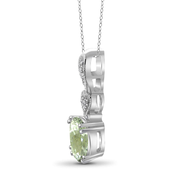 JewelonFire 1.85 Carat T.G.W. Green Amethyst and White Diamond Accent Sterling Silver Pendant - Assorted Colors