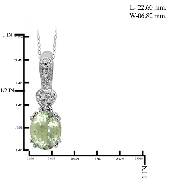 JewelonFire 1.85 Carat T.G.W. Green Amethyst and White Diamond Accent Sterling Silver Pendant - Assorted Colors