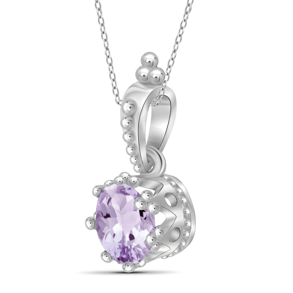 JewelonFire 1 1/5 Carat T.G.W. Pink Amethyst Sterling Silver Pendant - Assorted Colors