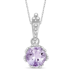 JewelonFire 1 1/5 Carat T.G.W. Pink Amethyst Sterling Silver Pendant - Assorted Colors