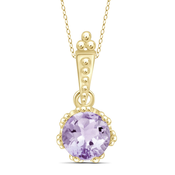 JewelonFire 1 1/5 Carat T.G.W. Pink Amethyst Sterling Silver Pendant - Assorted Colors