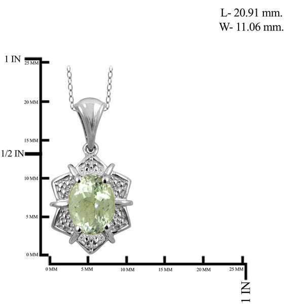 JewelonFire 1 1/3 Carat T.G.W. Green Amethyst And White Diamond Accent Sterling Silver Pendant - Assorted Colors