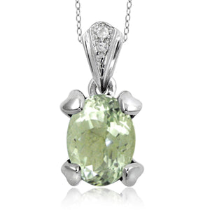 JewelonFire 1 1/3 Carat T.G.W. Green Amethyst And White Diamond Accent Sterling Silver Pendant - Assorted Colors