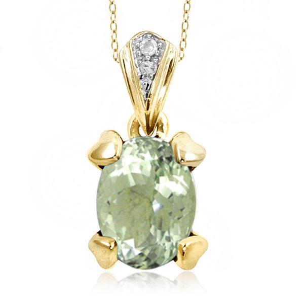 JewelonFire 1 1/3 Carat T.G.W. Green Amethyst And White Diamond Accent Sterling Silver Pendant - Assorted Colors