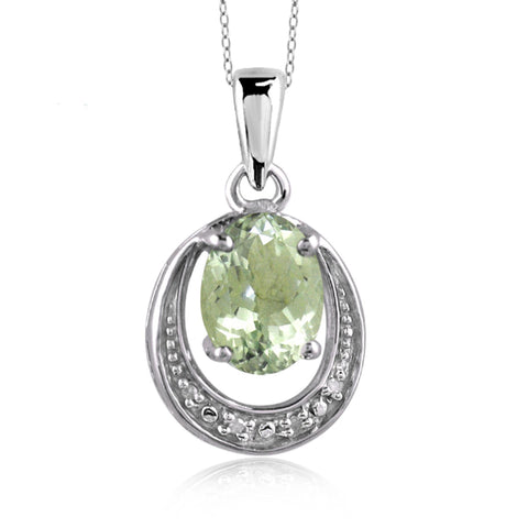 JewelonFire 1 1/3 Carat T.G.W. Green Amethyst And White Diamond Accent Sterling Silver Pendant - Assorted Colors