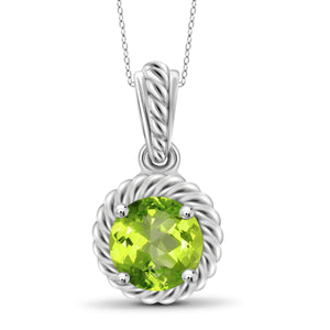 JewelonFire 3/4 Carat T.G.W. Peridot Sterling Silver Pendant - Assorted Colors