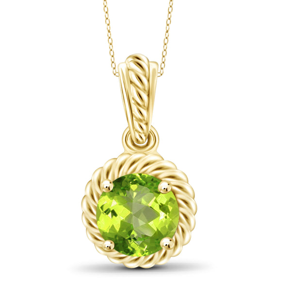 JewelonFire 3/4 Carat T.G.W. Peridot Sterling Silver Pendant - Assorted Colors