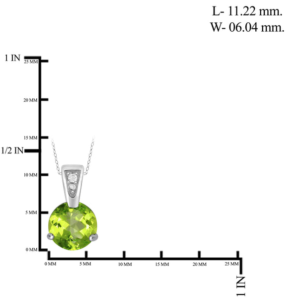 JewelonFire 3/4 Carat T.G.W. Peridot And White Diamond Accent Sterling Silver Pendant - Assorted Colors