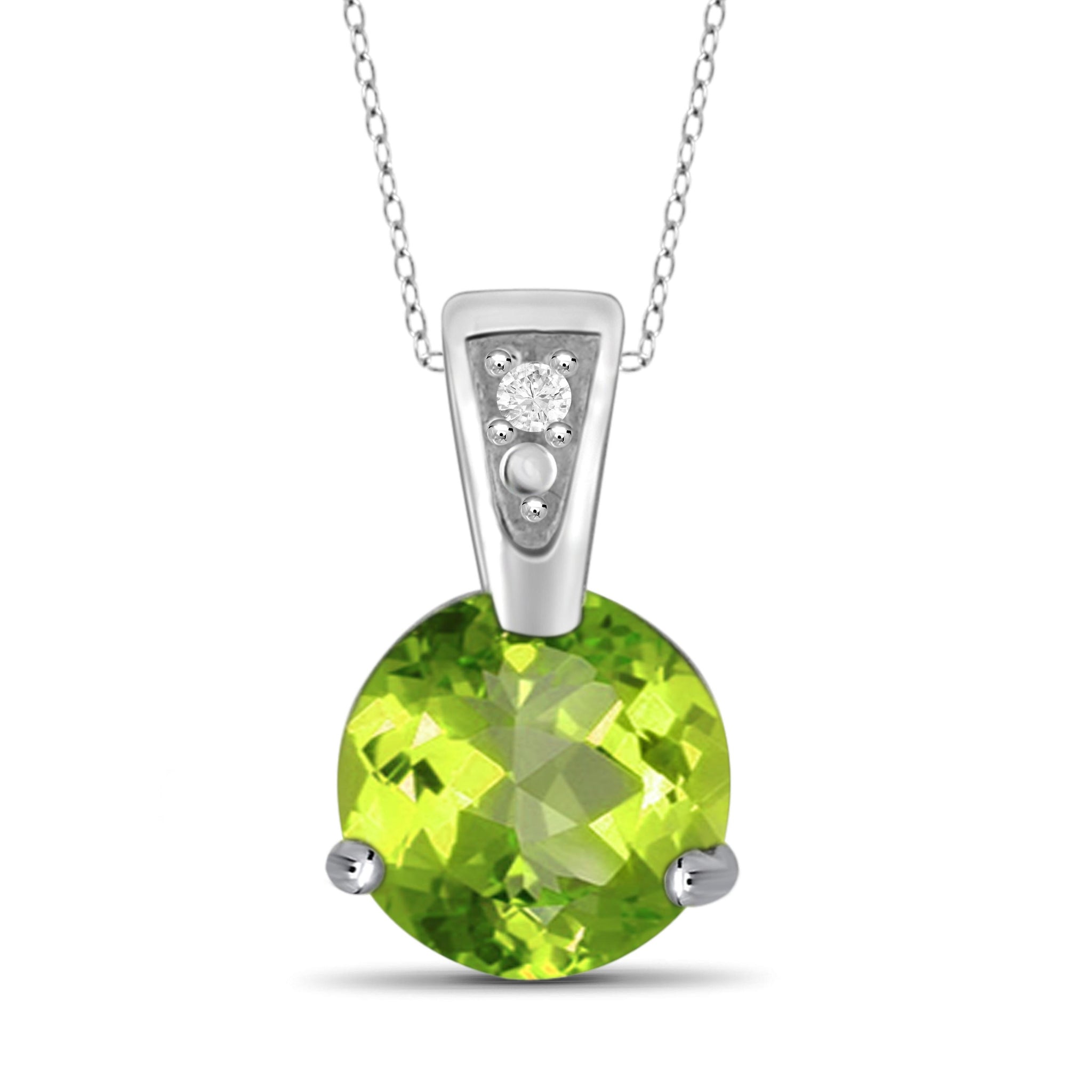 JewelonFire 3/4 Carat T.G.W. Peridot And White Diamond Accent Sterling Silver Pendant - Assorted Colors